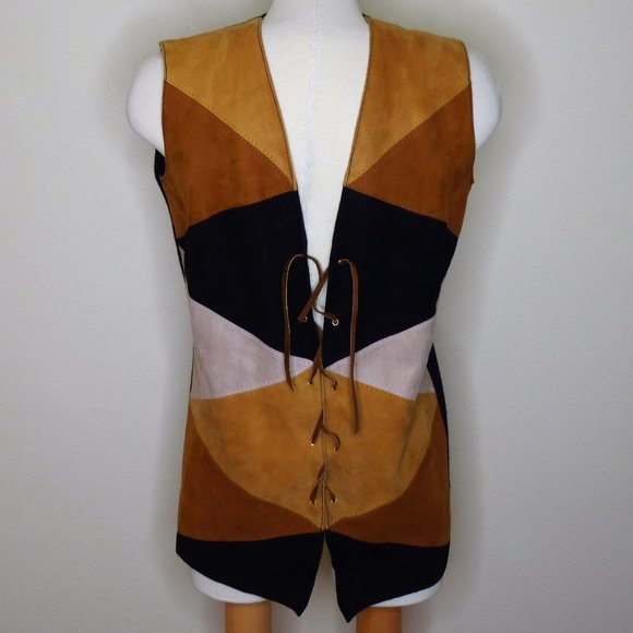 Vintage 70's Suede/Knit Lace-up Vest - Unisex - Picture 2 of 5